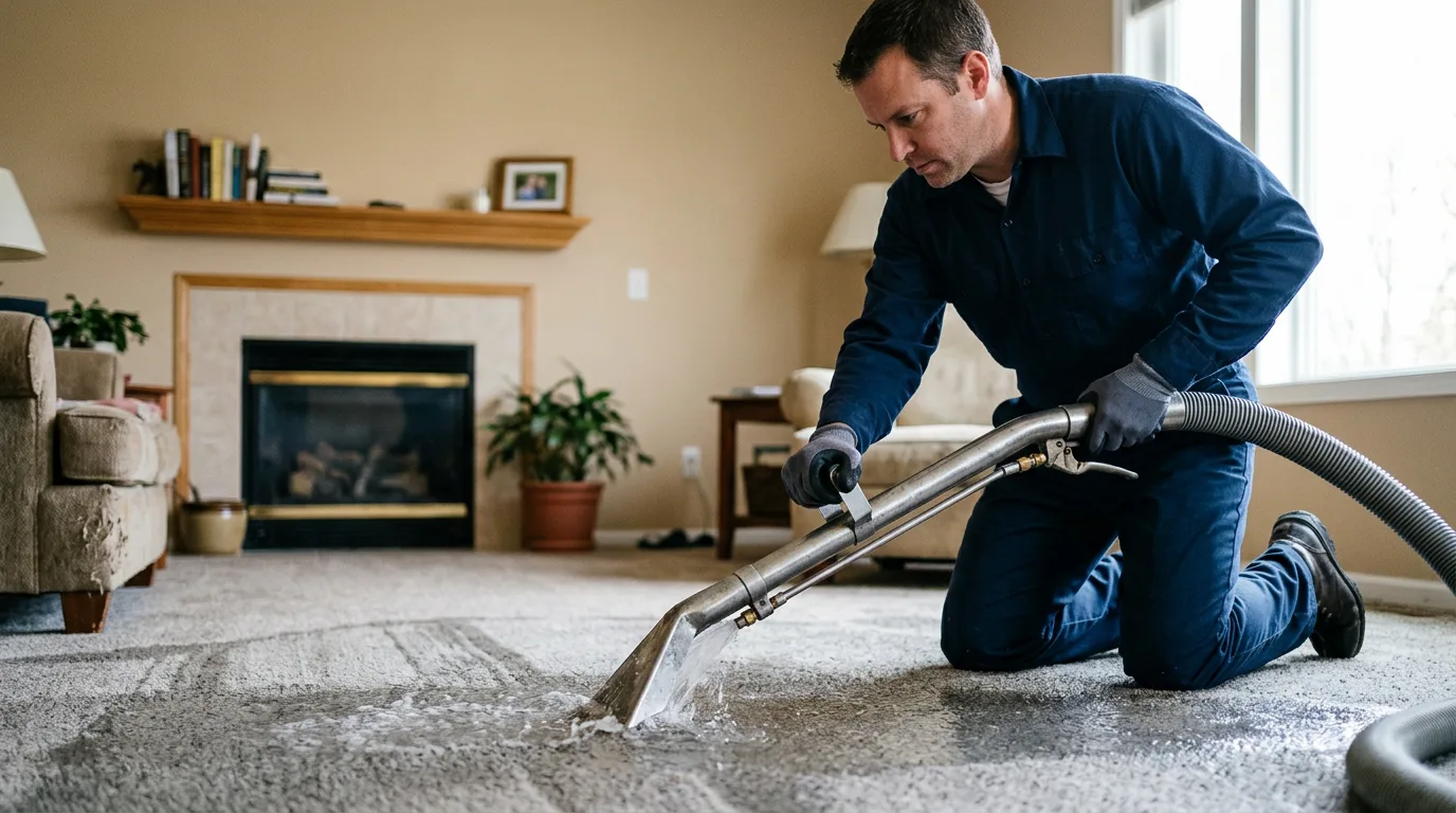 Water damage restoration technician working near Little Cedar, IA